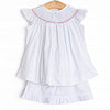 Homerun Hitter Smocked Ruffle Short Set, Blue Bitty Dot