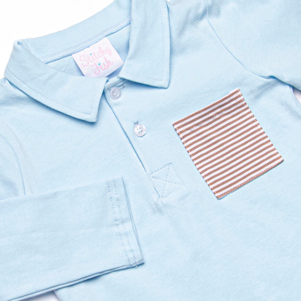 Levi Pant Set, Light Blue and Brown Stripe