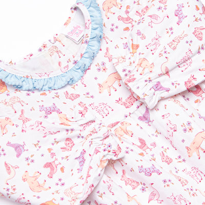 Fairytale Farm Ruffle Romper, Blue