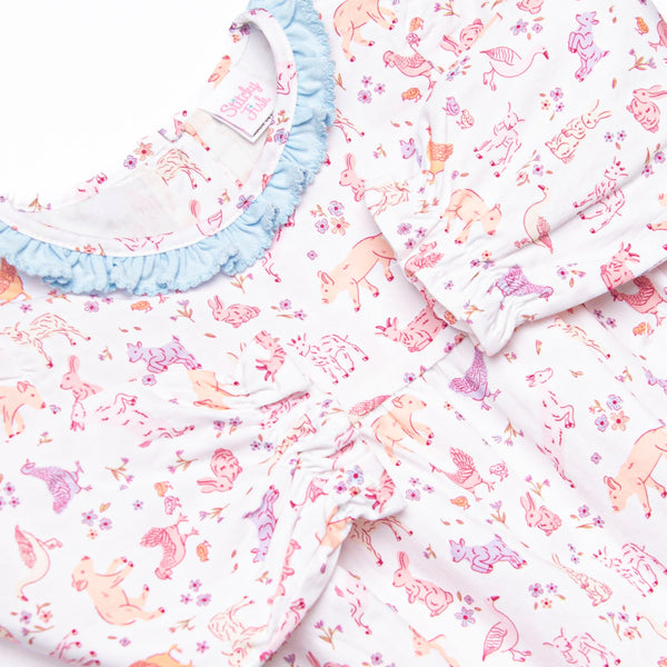 Fairytale Farm Ruffle Romper, Blue