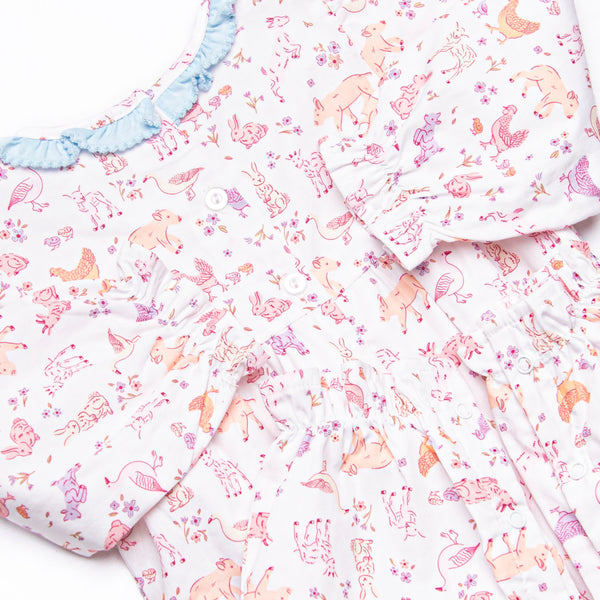 Fairytale Farm Ruffle Romper, Blue