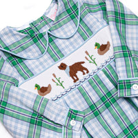 Waddles and Wags Smocked Romper, Blue
