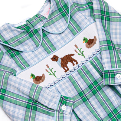 Waddles and Wags Smocked Romper, Blue