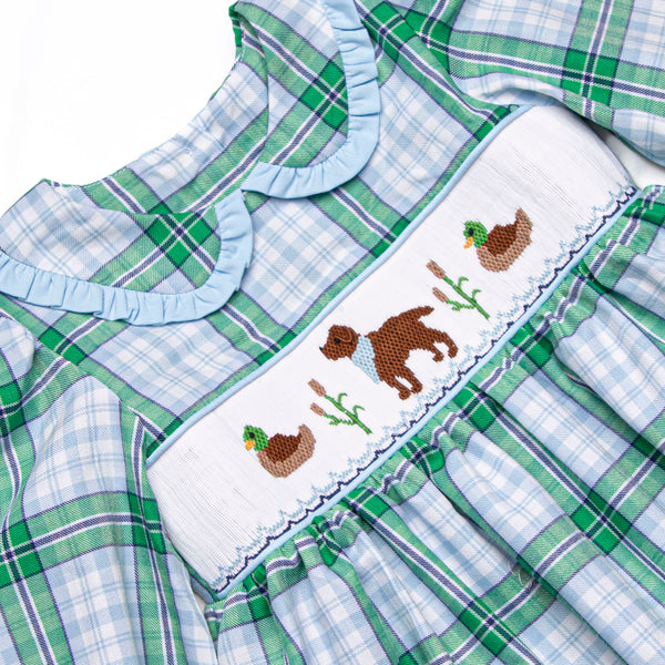 Waddles and Wags Smocked Collar Dress, Blue