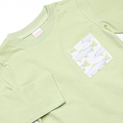 Clear Lake Catch Long Sleeve Short Set, Green
