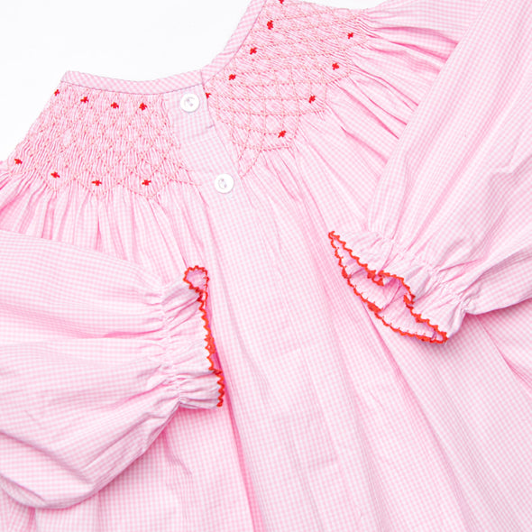 One and Only Smocked Bishop Dress, Pink Gingham