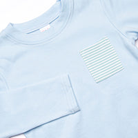 Coleman Pima Long Sleeve Pant Set, Blue and Mint Stripe