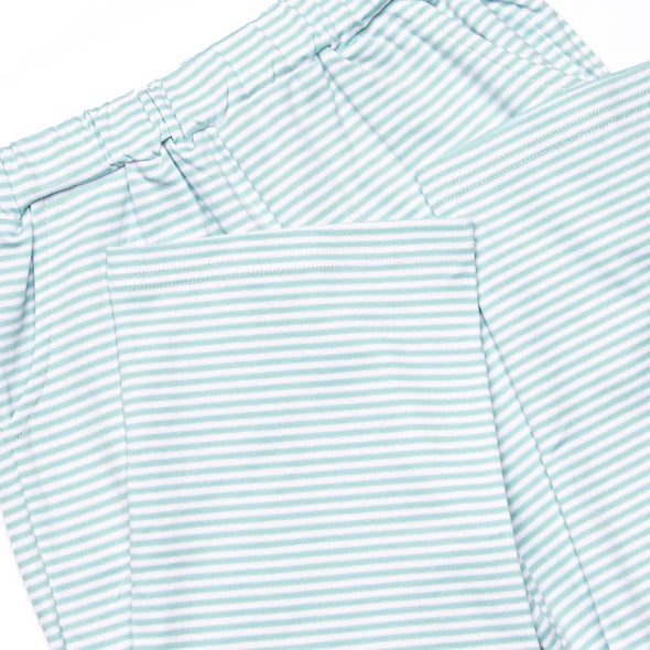 Coleman Pima Long Sleeve Pant Set, Blue and Mint Stripe