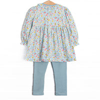Pumpkin and Poults Smocked Legging Set, Blue