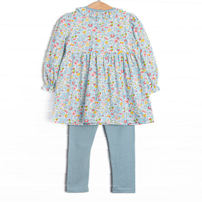 Pumpkin and Poults Smocked Legging Set, Blue