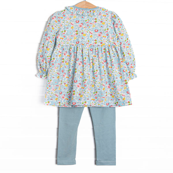Pumpkin and Poults Smocked Legging Set, Blue