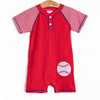 Extra Innings Applique Romper, Red