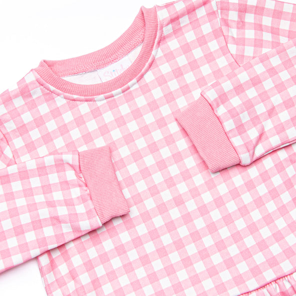 Charlee Check Drop Waist Sweatshirt, Pink