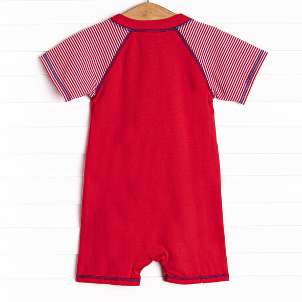 Extra Innings Applique Romper, Red