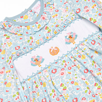 Pumpkin and Poults Smocked Legging Set, Blue