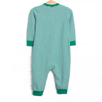 Hudson Hunter Trio Applique Romper, Green Stripe