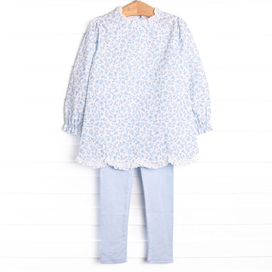 Blue Willow Scalloped Legging Set, Blue