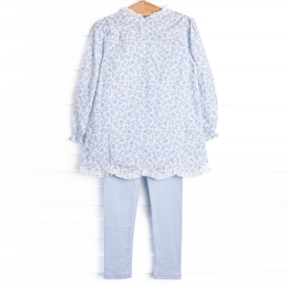 Blue Willow Scalloped Legging Set, Blue