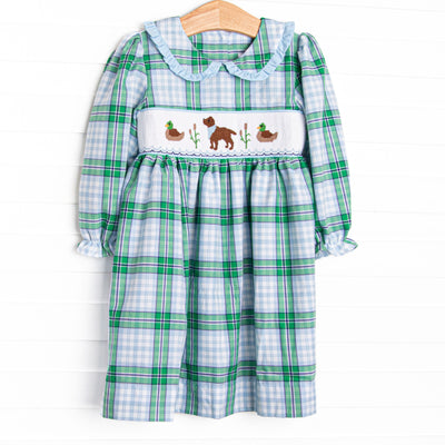 Waddles and Wags Smocked Collar Dress, Blue