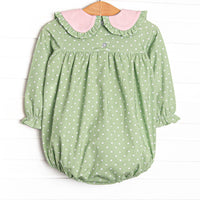 Sweet Pea Long Sleeve Bubble, Green