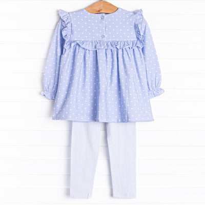 Periwinkle Polka Dot Legging Set, Blue