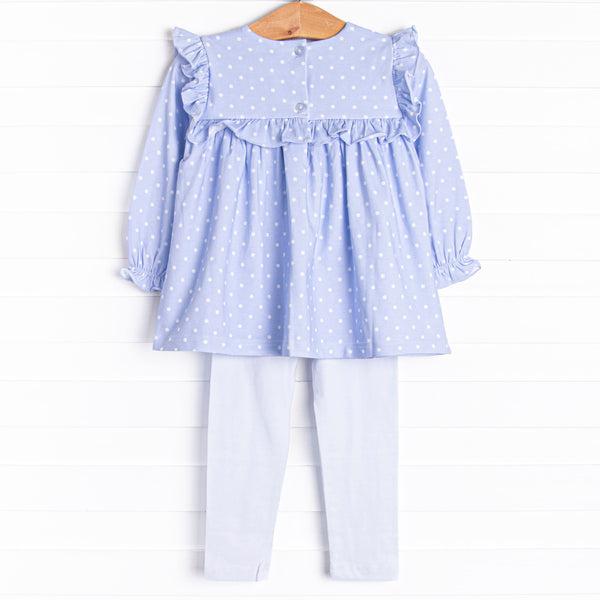Periwinkle Polka Dot Legging Set, Blue