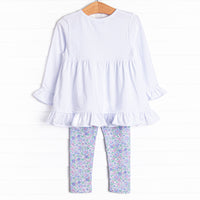 Turkey Blessings Applique Legging Set, Blue