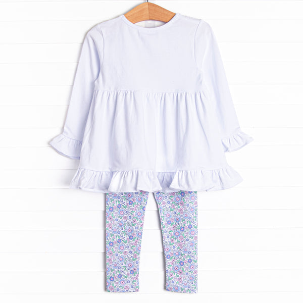 Turkey Blessings Applique Legging Set, Blue