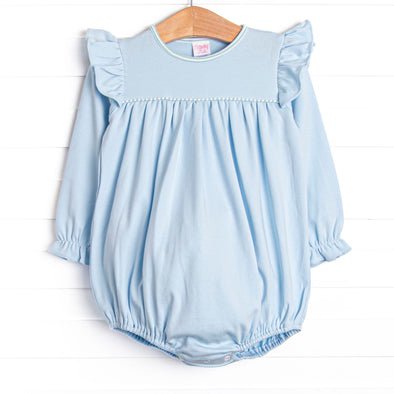 Caitlyn Pima Long Sleeve Bubble, Blue and Mint Stripe