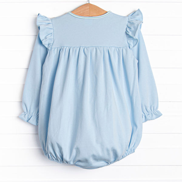 Caitlyn Pima Long Sleeve Bubble, Blue and Mint Stripe