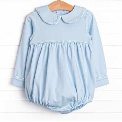 Collin Pima Long Sleeve Bubble, Blue and Mint Stripe