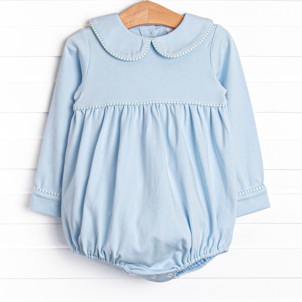 Collin Pima Long Sleeve Bubble, Blue and Mint Stripe