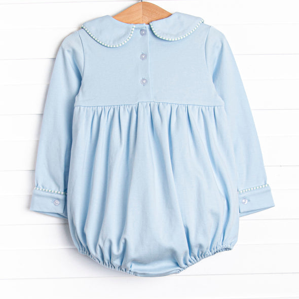 Collin Pima Long Sleeve Bubble, Blue and Mint Stripe