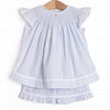 Daisies Go By Smocked Ruffle Short Set, Blue