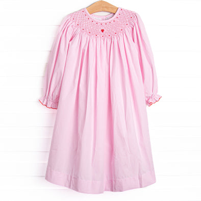 One and Only Smocked Bishop Dress, Pink Gingham