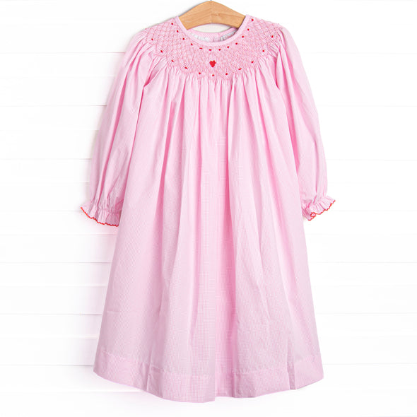 One and Only Smocked Bishop Dress, Pink Gingham