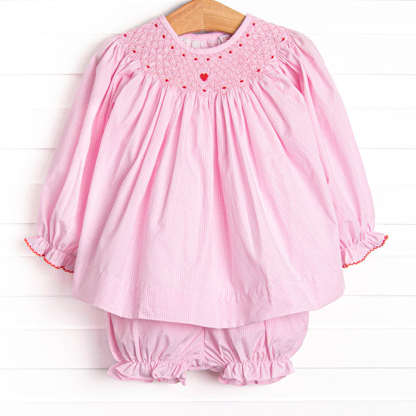 One and Only Smocked Bloomer Set, Pink Gingham