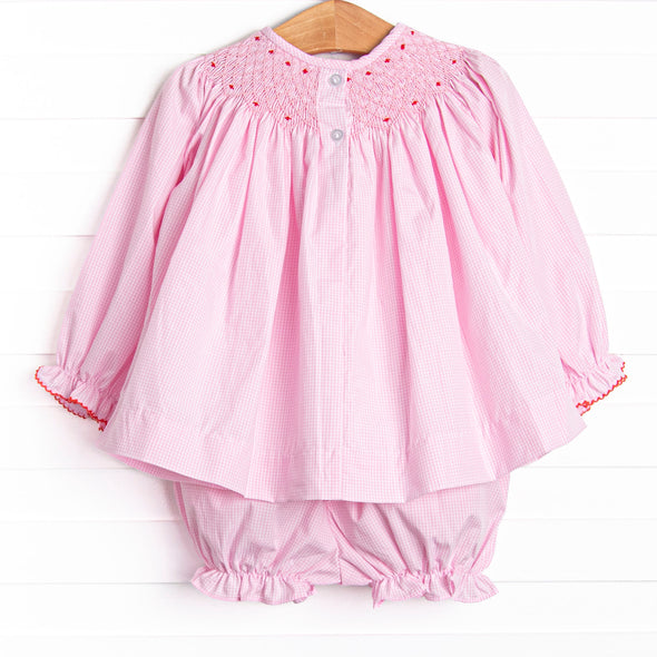 One and Only Smocked Bloomer Set, Pink Gingham