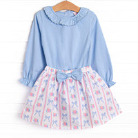 Rose of Bows Skirt Set, Blue