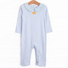 Pumpkin Patch Pick Pima Embroidered Romper, Blue
