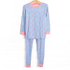 Tulip Blooms Bamboo Pajama Set, Blue