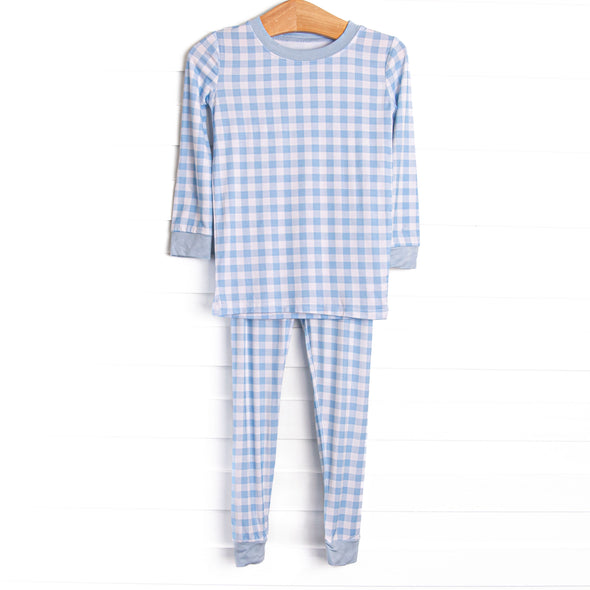 Chandler Check Bamboo Pajama Set, Blue