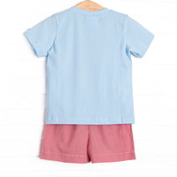 Happiest Pup on Earth Applique Short Set, Blue