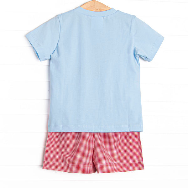 Happiest Pup on Earth Applique Short Set, Blue