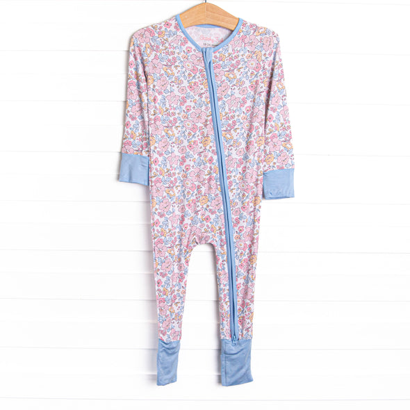 Sunset Florals Bamboo Zippy Pajama, Blue