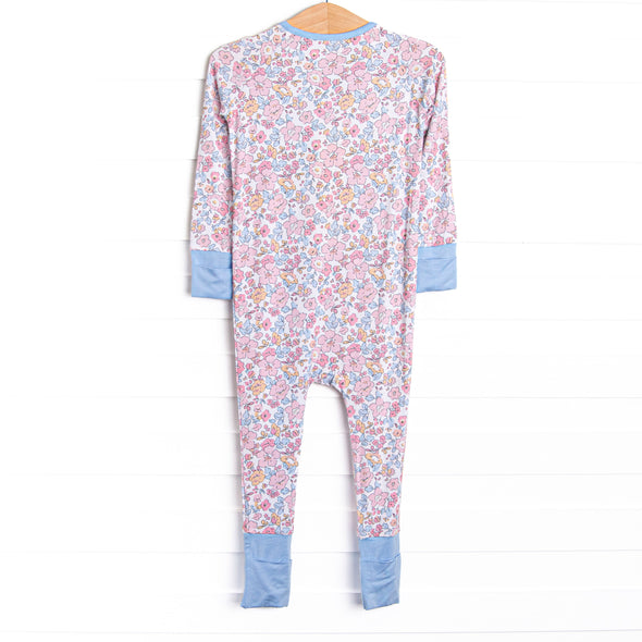 Sunset Florals Bamboo Zippy Pajama, Blue
