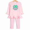 Lucky Charm Applique Legging Set, Pink