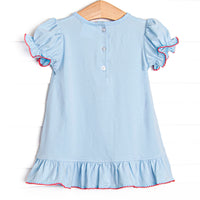 Happiest Pup on Earth Applique Dress, Blue