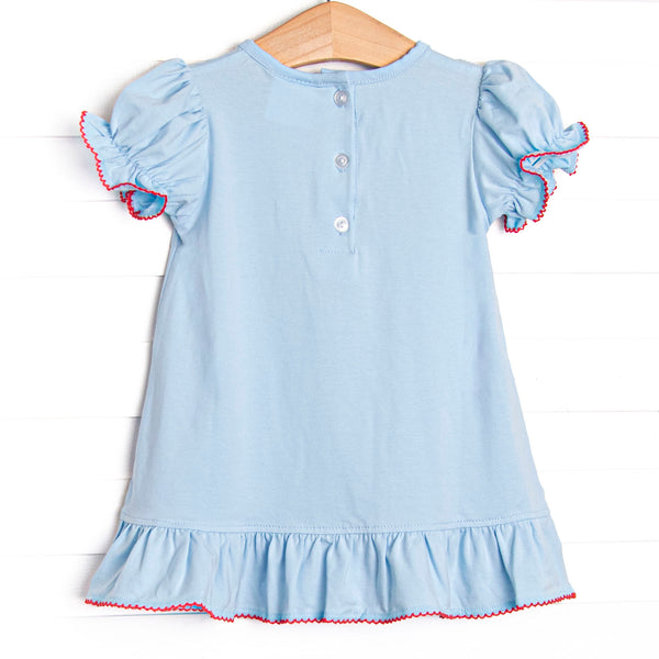 Happiest Pup on Earth Applique Dress, Blue