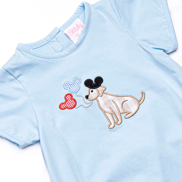 Happiest Pup on Earth Applique Bubble, Blue